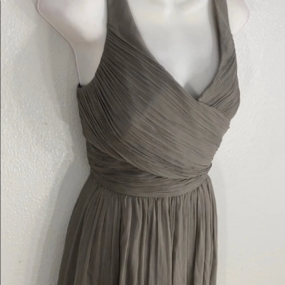 NWT J. Crew Heidi gray silk wrap bodice flare dress